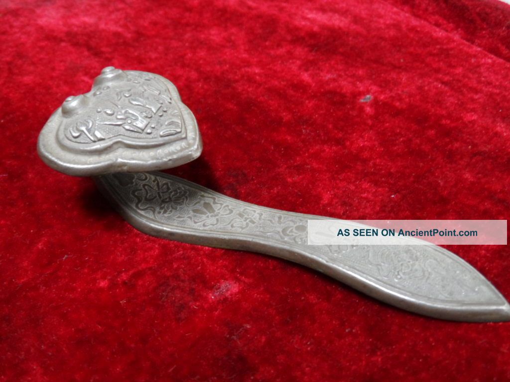 Wonderful Asia Old Sterling Silver Ruyi Carved Flower 18c Other photo