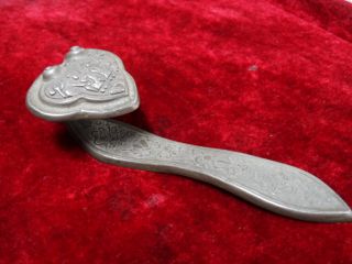 Wonderful Asia Old Sterling Silver Ruyi Carved Flower 18c photo