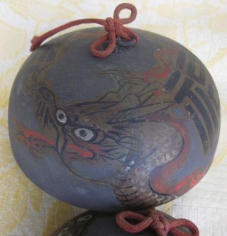 5 Antique Hand Hammered Tibetan Temple Bells Graduated Bowls W/ Dragons photo