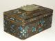 Antique Chinese Gilt Silver Filigree & Enamel Box Casket With Carved Jade Dragon Boxes photo 3