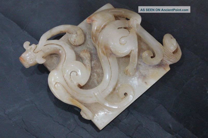 Rare Chinese Old White Jade Dragon Seal Other photo