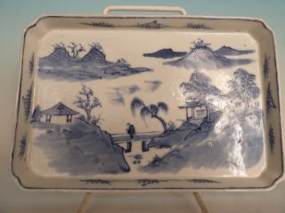 A Very Unusual Chinese Blue And White Tray photo