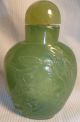 Authentic Asian Artisan Carved Green Jade Snuff Bottle Wisemen Snuff Bottles photo 1