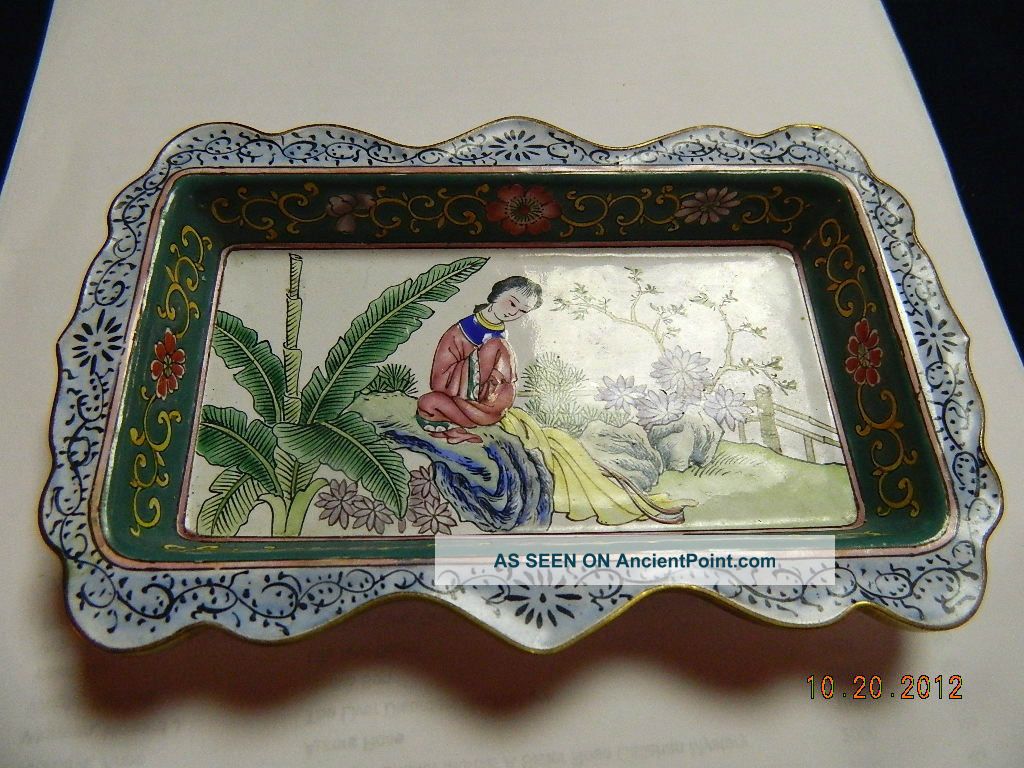 Fine Quality 19 / 20 C Chinese Japanese Enameled Rectangular Tray Plates photo