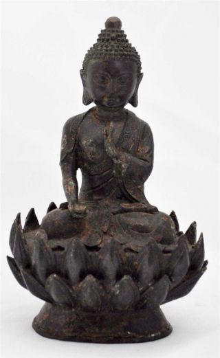 Chinese Bronze Buddha With Bottom Of Lotus [b] photo