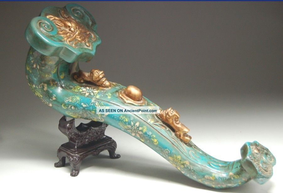 Chinese Famille Verte Porcelain Ruyi Scepter W Qing Dynasty Guang Xu Mark Other photo