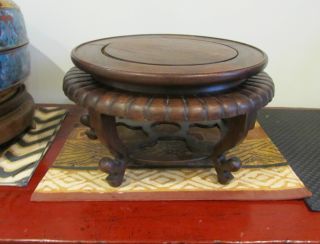 Huge Chinese Oriental Display Stand One Of A Pair 36cm Wide 20cm Height photo