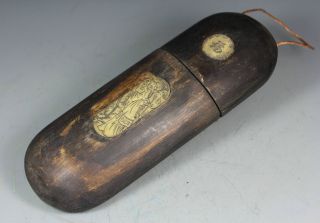 Chinese Old Wood Handwork Carving Glasses Case Box photo