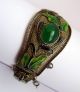 Antique Huge Chinese Enamel & Silver Bracelet 1 1/2 