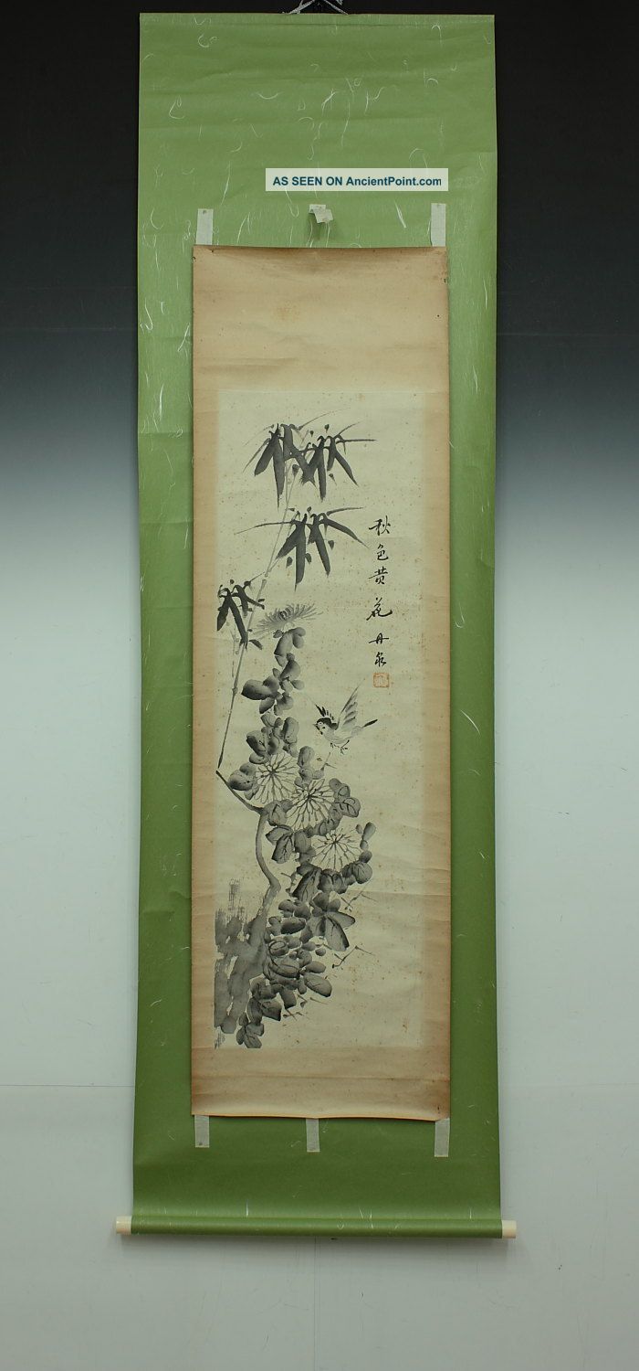 Jiku1282 Ry Japan Or China Makuri Scroll Flower & Bird Paintings & Scrolls photo
