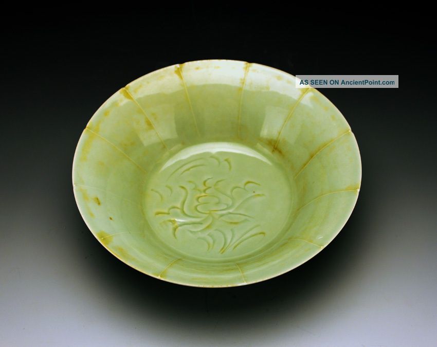 Antique Chinese Longquan Celadon Glazed Carved Eggshell Porcelain Bowl Bowls photo