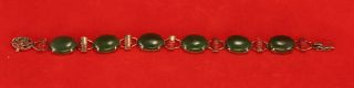 Vintage Chinese Jade Silver Deco Bracelet With An Awesome Clasp photo