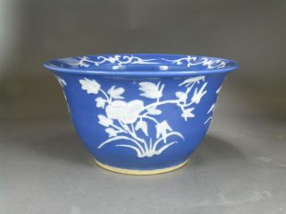 19th C.  Chinese Planter Blue Ground With Overglaze White Flowers Second One photo