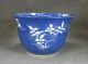 19th C.  Chinese Planter Blue Ground With Overglaze White Flowers Pots photo 1