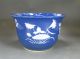 19th C.  Chinese Planter Blue Ground With Overglaze White Flowers Pots photo 3