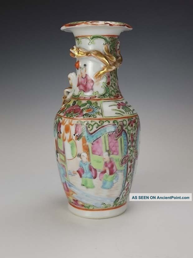 Antique Chinese Oriental - Cantonese Famille Rose Vase Porcelain photo