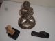 Antique Indian Silvery Metal Buddha Terracotta Fragment Sacred Bull Stoneware India photo 4