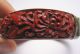 Vintage Chinese Cinnabar Carved Flowers Hinged Bracelet Bangle Bracelets photo 3