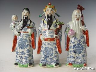 Set Three Chinese Porcelain Gods 12 