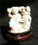 Antique Chinese Carved Opal Figure Of Woman With Urn Of Flowers On Stand Men, Women & Children photo 3