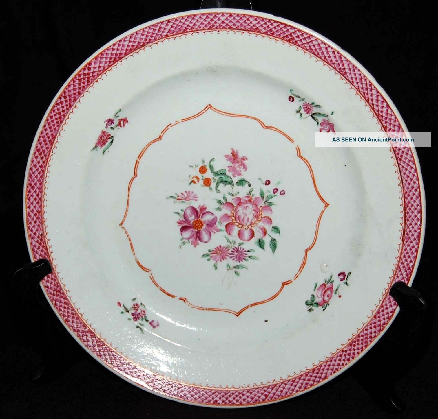 18th C Antique Chinese Export Famille Rose Porcelain Plate 3 Plates photo