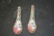 Pair Of Antique Chinese Rose Medallion Hand Painted Porcelain Spoons Signed Other photo 1