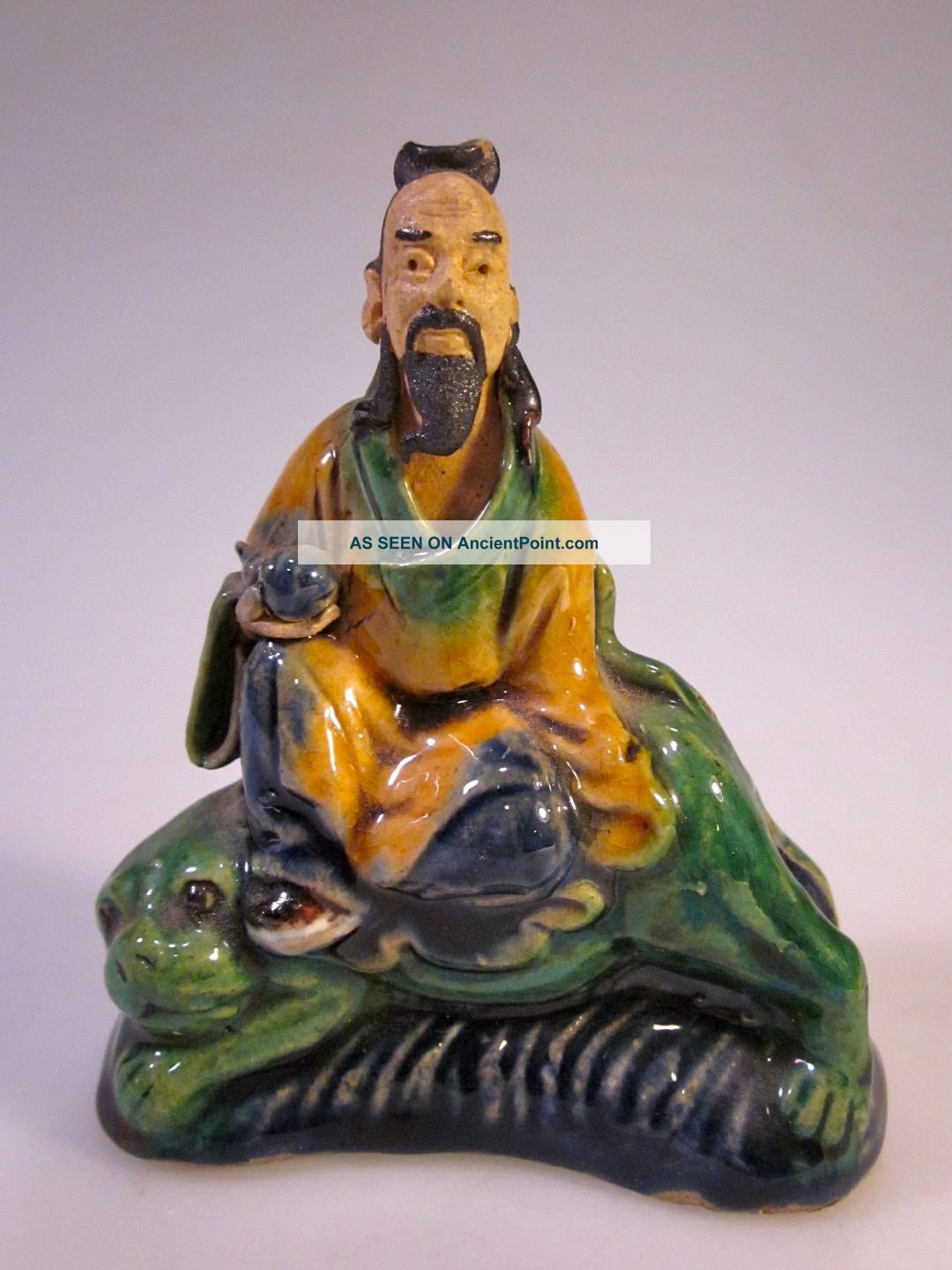 Antique Chinese Mudmen Figure - Scholar On Foo Dog - Shekwan - Shiwan - Clay Mudman Men, Women & Children photo