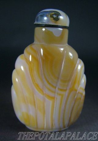 Fine Old Chinese Agate Made Snuff Bottle Natural Transparent Veins photo
