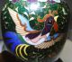 Antique 19th Century Chinese Cloisonne Jar With Lid.  Ho - Bird Green Sparkle Enamel Vases photo 1