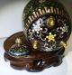 Antique 19th Century Chinese Cloisonne Jar With Lid.  Ho - Bird Green Sparkle Enamel Vases photo 6