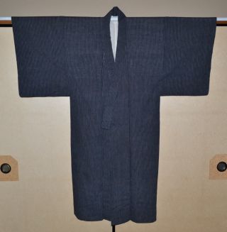 Japanese Old Antique Kasuri Stripe Indigo Cotton Kimono 102208 photo