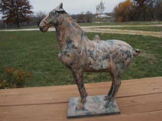 Vintage Iron Tang Warrior Horse Statue 11 