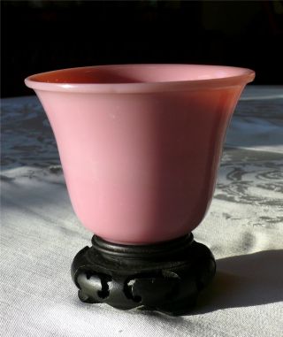 Rose Colored Peking Glass Cup Or Small Bowl On Stand photo