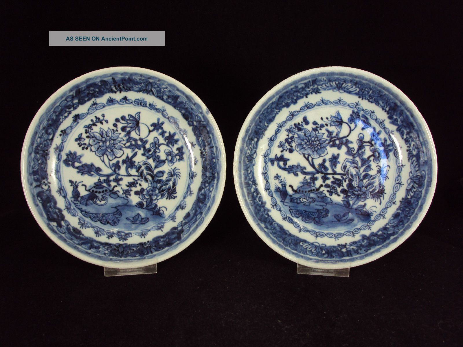 2 Chinese Porcelain Plates,  Chinese Garden,  Qianlong Period Plates photo