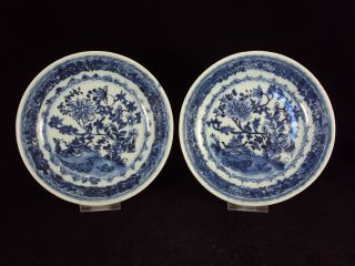 2 Chinese Porcelain Plates,  Chinese Garden,  Qianlong Period photo
