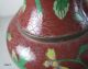 Pair Antique Chinese Export Red Cloisonne On Copper Vase 9.  25 