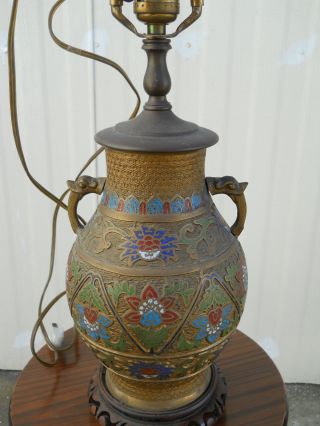 China Antique Copper Base Enamel Vase Lamp（lights Still Work） photo