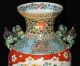 Antique Chinese Vase Urn W/characters Landscape And Figural Foo Dog Temple Lions Vases photo 4