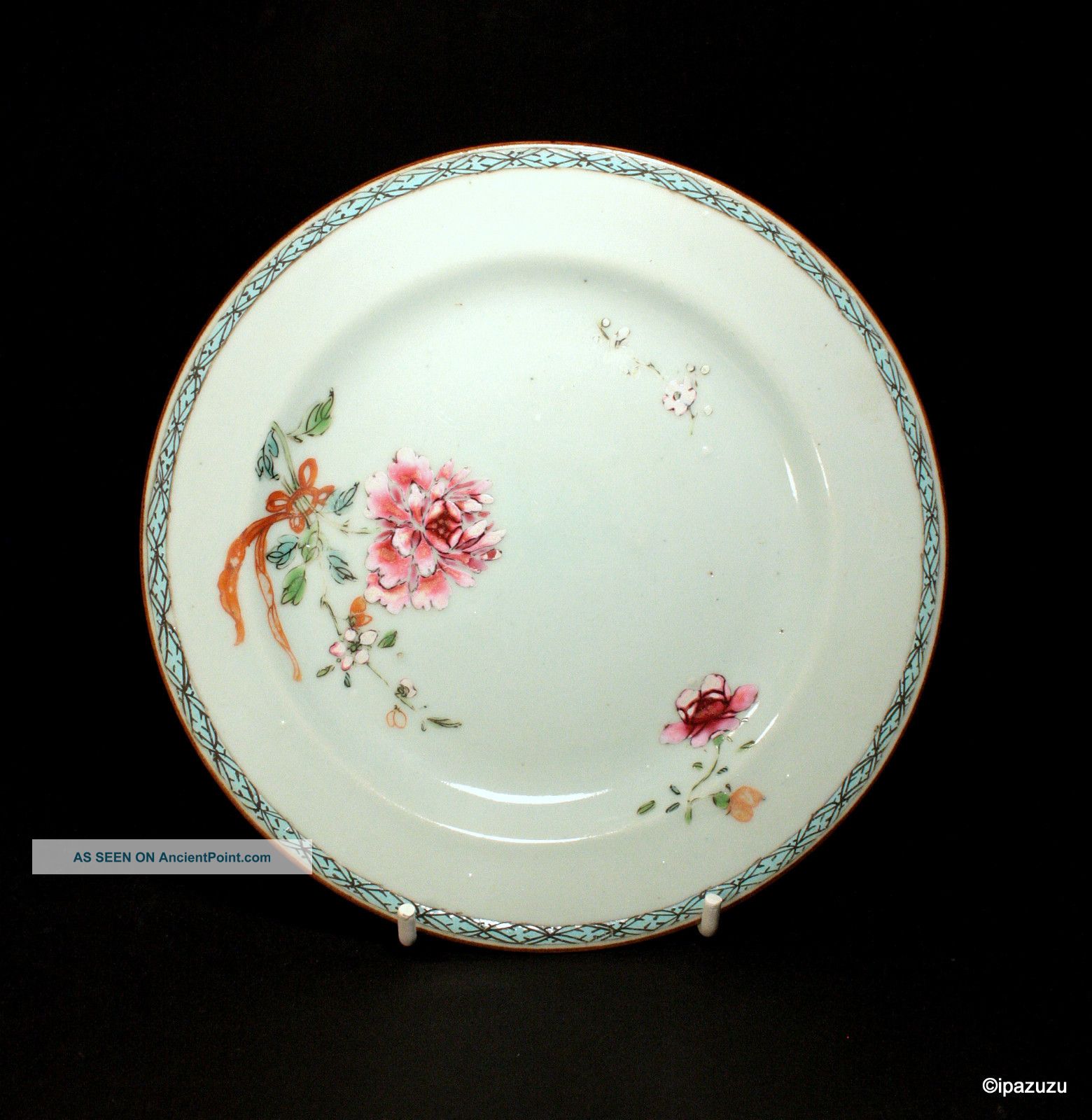 Chinese Antique Famille Rose Porcelain Side Plate Blossom Posy 1700s Plates photo
