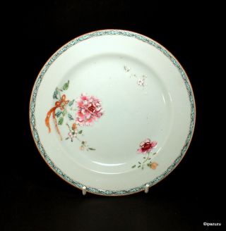 Chinese Antique Famille Rose Porcelain Side Plate Blossom Posy 1700s photo