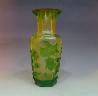 Antique Roman Glass Bottle Enchase Flowers And Birds photo