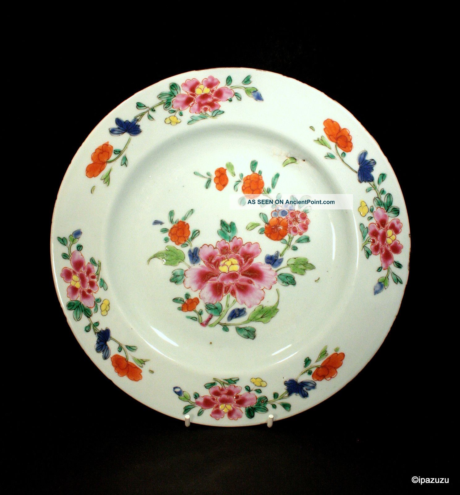 Chinese Antique Famille Rose Porcelain Plate Floral Sprigs 1700s Plates photo