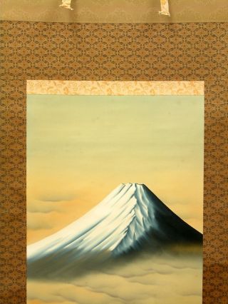 Kakejiku Hanging Scroll,  Japanese Jiku Mt.  Fuji,  Signed: 玉峰 Gyoku - Ho photo