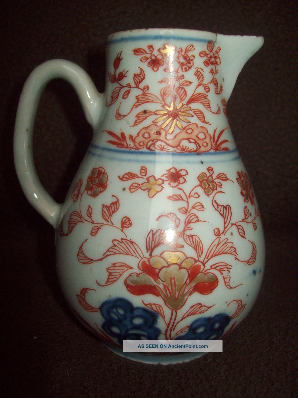Rare Unusual Late 17thc Chinese Imari Kangxi Period Porcelain Jug Pitcher Vase Vases photo
