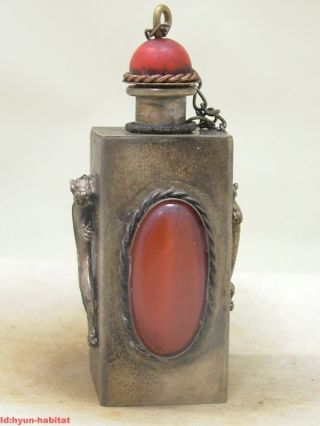 Rare Chinese Antique Natural Old Copper Snuff Bottle 8498 photo