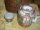 Antique Chinese Rose Medallion Teapot & Cup In A Wicker Basket Tea Caddy Set Plates photo 8