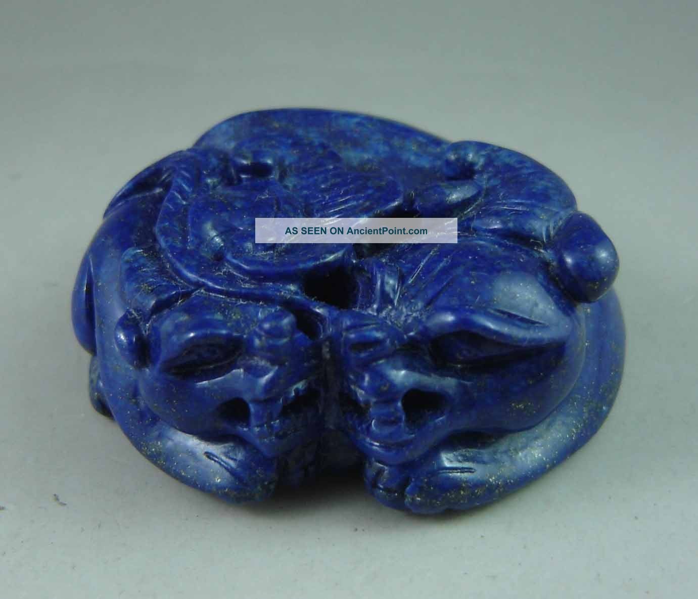 Fine Old Chiese Lapis Lazuli Carved Double Pixiu Carving Other photo