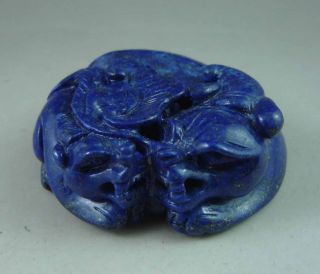 Fine Old Chiese Lapis Lazuli Carved Double Pixiu Carving photo