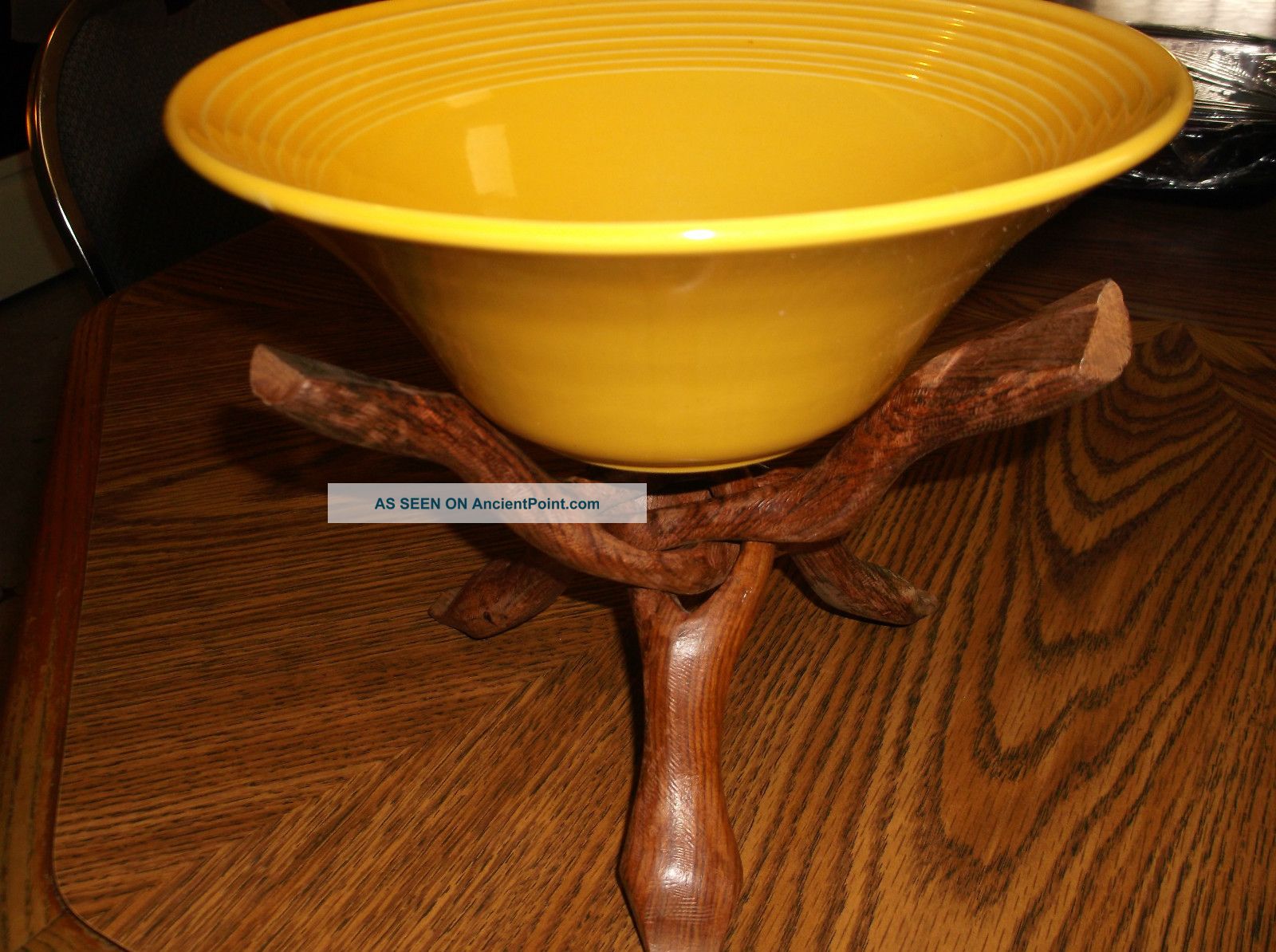 Vintage Or Antique Asian Bowl Plant Or Vase Stand Hand Carved Wood Other photo