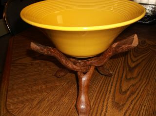 Vintage Or Antique Asian Bowl Plant Or Vase Stand Hand Carved Wood photo